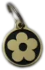 Custom-engraved Black flower design dog tag with intricate detailing - UK Pet ID
