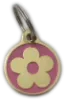 Custom-engraved  pink flower design dog tag with intricate detailing - UK Pet ID