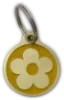 Custom-engraved yellow flower design dog tag with intricate detailing - UK Pet ID