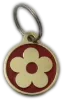 Custom-engraved Red flower design dog tag with intricate detailing - UK Pet ID