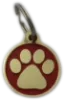 Red Paw-Styled Brass Dog Tag Engraved