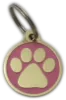 Pink Paw-Styled Brass Dog Tag Engraved
