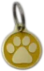 Yellow Paw-Styled Brass Dog Tag Engraved