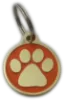 Orange Paw-Styled Brass Dog Tag Engraved