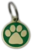 Green Paw-Styled Brass Dog Tag Engraved