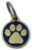 Blue Paw-Styled Brass Dog Tag Engraved