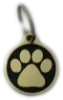 Black Paw-Styled Brass Dog Tag Engraved