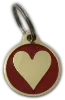 Red-Heart-shaped engraved dog tag with custom details on a UK dog collar