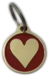 Red-Heart-shaped engraved dog tag with custom details on a UK dog collar