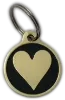 Black Heart-shaped engraved dog tag with custom details on a UK dog collar