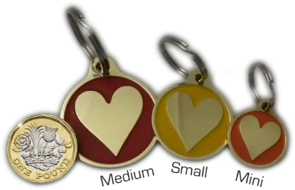 Heart-shaped engraved dog tag with custom details on a UK dog collar