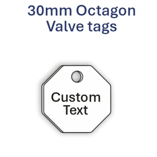 Picture of 30mm Octagon Traffolite Plastic Valve Tags