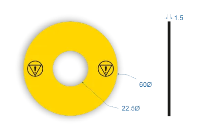 Picture of Emergency Stop (Caution Only)  Labels 60mm dia 22.5mm hole 