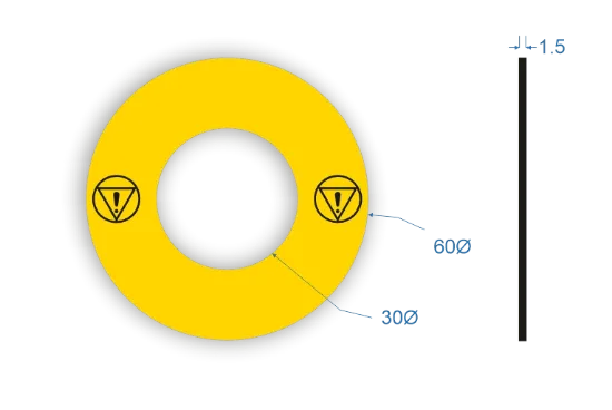 Picture of Emergency Stop (Caution Only)  Labels 60mm dia 30mm hole 