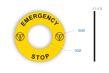 Picture of Emergency Stop  Labels 60mm dia 30mm hole 