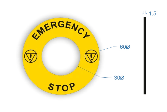 Picture of Emergency Stop  Labels 60mm dia 30mm hole 