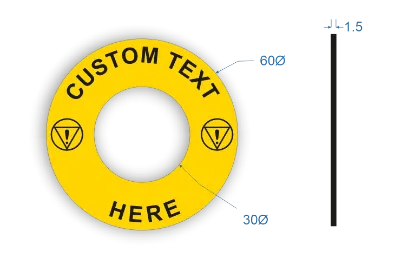 Picture of Custom Emergency Stop Label  60 dia 30mm hole