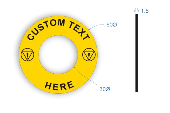 Picture of Custom Emergency Stop Label  60 dia 30mm hole