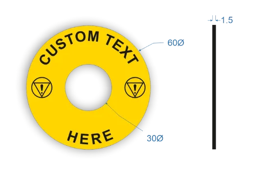 Picture of Custom Emergency Stop Label  60 dia 22.5 hole