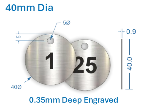 Picture of 40mm  Stainless Steel Valve Tags 
