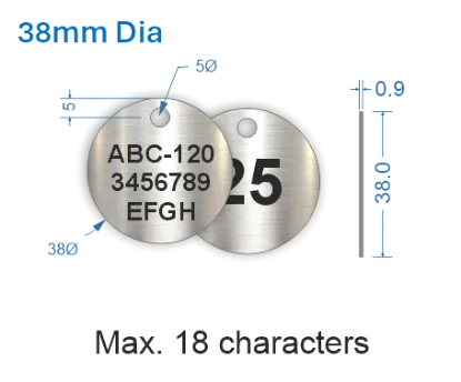 Picture of 38mm dia. Customised Stainless Steel Valve Tags 