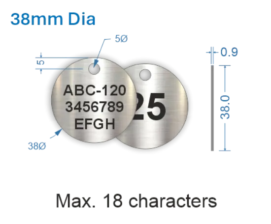 Picture of 38mm dia. Customised Stainless Steel Valve Tags 