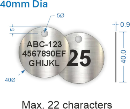 Picture of 40mm dia. Customised Stainless Steel Valve Tags