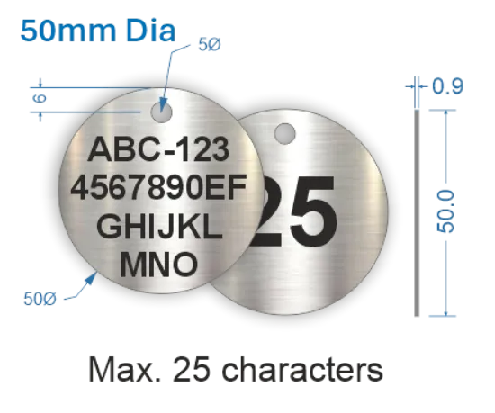 Picture of 50mm dia. Customised Stainless Steel Valve Tags