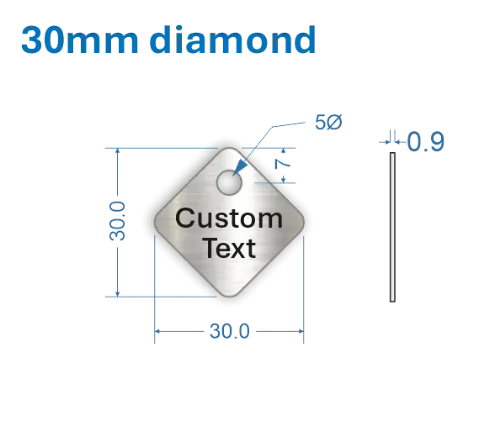 Picture of 30mm Diamond Customised Stainless Steel Valve Tags