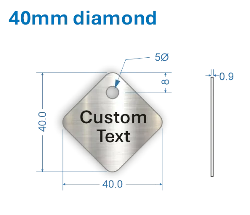 Picture of 40mm Diamond Customised Stainless Steel Valve Tags
