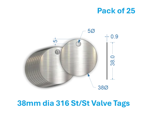 Picture of 38mm Blank Stainless Steel Valve Tags 