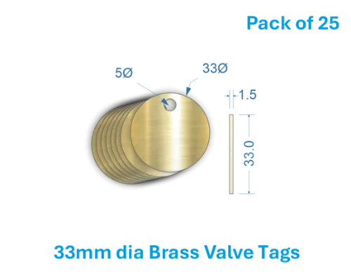 Picture of 33mm Blank Brass Valve Tags