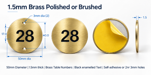 Picture of 50mm Brass Table Numbers